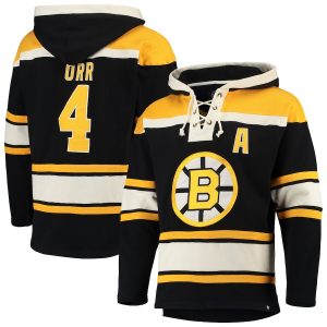 Bobby Orr Boston Bruins ’47 Alternate Captain Player Lacer Pullover Hoodie – Black