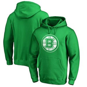 Boston Bruins St. Patrick’s Day White Logo Pullover Hoodie