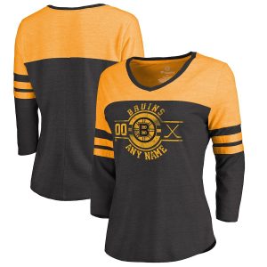 Boston Bruins Women’s Personalized Three-Quarter Sleeve Tri-Blend T-Shirt