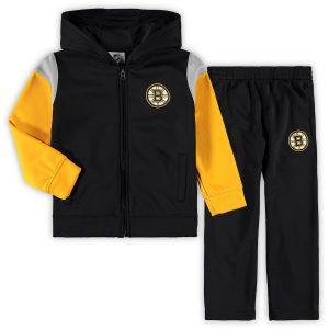 Boston Bruins Preschool Blocker Full-Zip Hoodie & Pants Set – Black