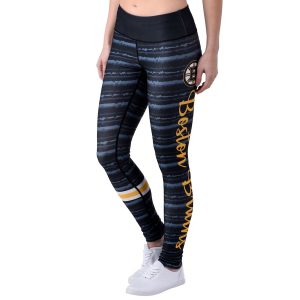 Boston Bruins Women’s Script Print Leggings – Black